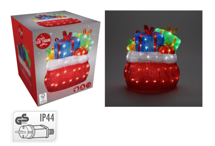 Koopman Dekorative Geschenktüte aus Acryl mit 96 LEDs 35cm, AGX100010